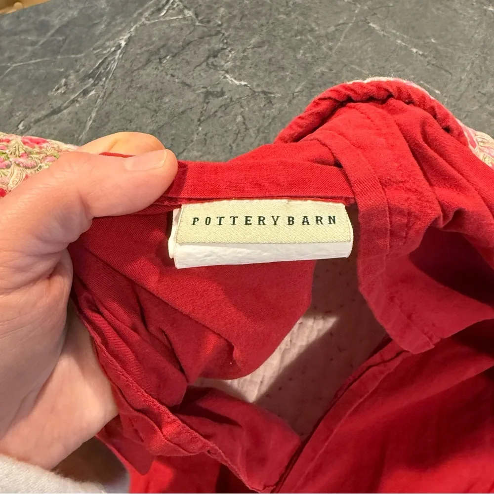 Pottery Barn Georgia paisley pillow standard shams red pink pair set
